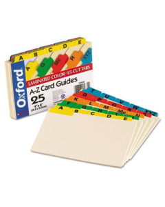 Oxford 1/5 Tab 4" x 6" Alphabetic Index Card Guides, Manila, 1 Set