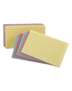 Oxford 4" x 6", 100-Cards, Assorted Colors, Ruled Index Cards