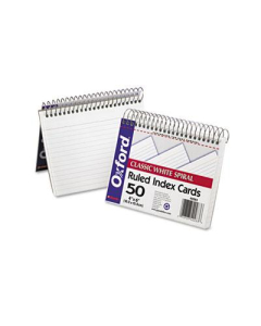 Oxford 4" x 6", 50-Cards, White, Ruled Spiral Bound Index Cards