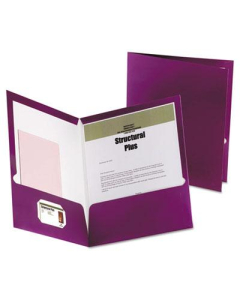 Oxford 100-Sheet 8-1/2" x 11" Laminated Two-Pocket Portfolio, Metallic Purple, 25/Box