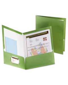 Oxford 100-Sheet 8-1/2" x 11" Laminated Two-Pocket Portfolio, Metallic Green, 25/Box