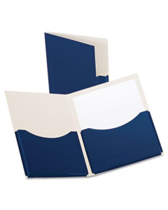 Oxford 200-Sheet 8-1/2" x 11" Double Stuff Two-Pocket Laminated Paper Folder, Navy