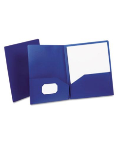 Oxford 100-Sheet 8-1/2" x 11" Poly Two-Pocket Portfolio, Opaque Dark Blue