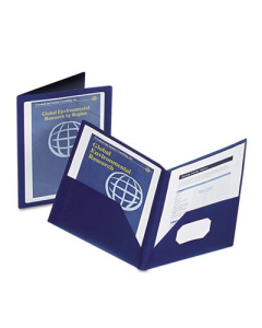 Oxford ViewFolio 100-Sheet 8-1/2" x 11" Poly Two-Pocket Portfolio, Blue/Clear