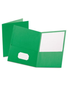 Oxford 100-Sheet 8-1/2" x 11" Embossed Leather Grain Two-Pocket Portfolio, Light Green, 25/Box
