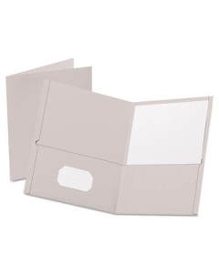 Oxford 100-Sheet 8-1/2" x 11" Embossed Leather Grain Two-Pocket Portfolio, Gray, 25/Box