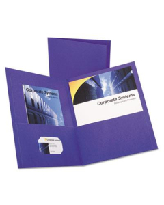 Oxford 100-Sheet 8-1/2" x 11" Embossed Leather Grain Two-Pocket Portfolio, Purple, 25/Box
