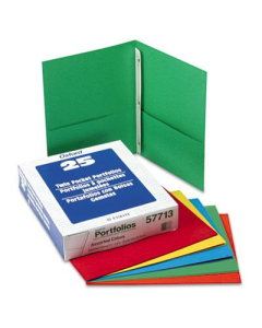 Oxford 1/2" Capacity 8-1/2" x 11" Tang Fastener Twin-Pocket Folders, Assorted, 25/Box