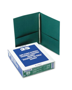 Oxford 1/2" Capacity 8-1/2" x 11" 3-Fastener Twin-Pocket Folders, Hunter Green, 25/Box