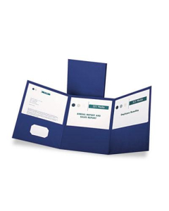 Oxford 150-Sheet 8-1/2" x 11" Tri-Fold Pocket Folder, Blue, 20/Box