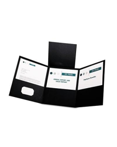 Oxford 150-Sheet 8-1/2" x 11" Tri-Fold Pocket Folder, Black, 20/Box