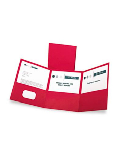Oxford 150-Sheet 8-1/2" x 11" Tri-Fold Pocket Folder, Red, 20/Box