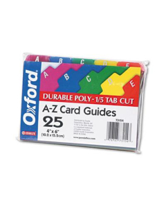 Oxford 1/5 Tab 4" x 6" Alphabetic Index Card Guides, Assorted, 1 Set