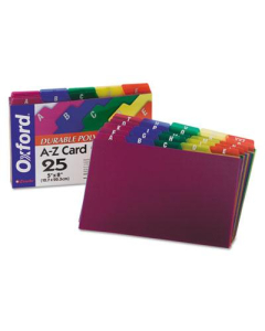 Oxford 1/5 Tab 5" x 8" Alphabetic Index Card Guides, Assorted, 1 Set
