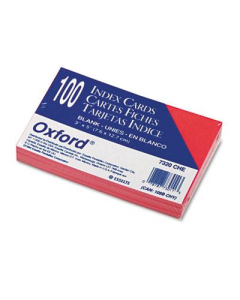 Oxford 3" x 5", 100-Cards, Cherry, Unruled Index Cards