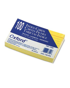 Oxford 3" x 5", 100-Cards, Canary, Ruled Index Cards