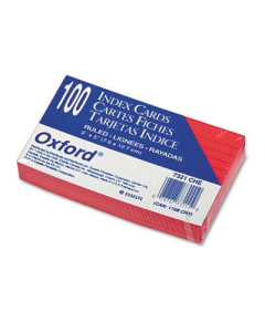Oxford 3" x 5", 100-Cards, Cherry, Ruled Index Cards