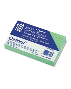 Oxford 3" x 5", 100-Cards, Green, Ruled Index Cards