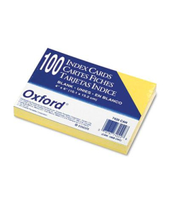 Oxford 4" x 6", 100-Cards, Canary, Unruled Index Cards
