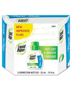 Paper Mate Fast Dry Correction Fluid, 22 ml Bottle, White, 3-Pack
