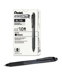 Pentel EnerGel X 1 mm Bold Retractable Roller Ball Pens, Black, 12-Pack