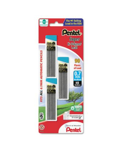 Pentel Super Hi-Polymer 3-Pack 0.7 mm Black Lead Refills, 30-Leads