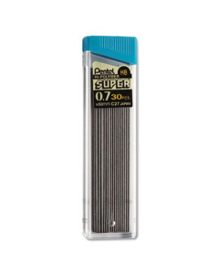 Pentel Super Hi-Polymer 0.7 mm Black Lead Refills, 30-Leads