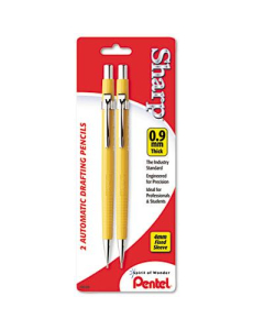 Pentel Sharp #2 0.9 mm Yellow Automatic Mechanical Pencil, 2-Pack