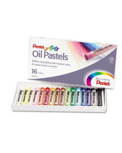 Pentel 16-Color Oil Pastel Set With Carrying Case, Assorted, 16/Set