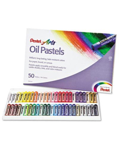Pentel 45-Color Oil Pastel Set With Carrying Case, Assorted, 50/Set