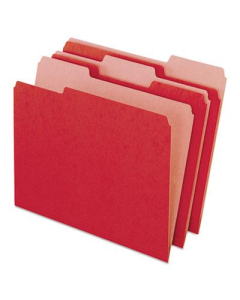 Pendaflex Earthwise 1/3 Cut Tab Letter File Folder, Red, 100/Box