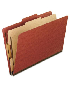 Pendaflex 4-Section Letter Pressboard 25-Point Classification Folders, Red, 10/Box