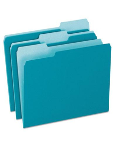Pendaflex 1/3 Cut Tab Letter File Folder, Teal, 100/Box