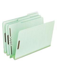 Pendaflex Legal 3" Expanding 1/3 Cut Tab 2-Fastener Pressboard Folder, Green, 25/Box