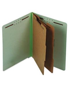 Pendaflex 6-Section Letter Pressboard 25-Point Classification Folders, Pale Green, 10/Box