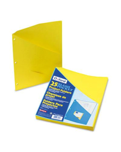 Pendaflex 8-1/2" x 11" 3-Hole Punched Slash Pocket Project Folders, Yellow, 25/Pack