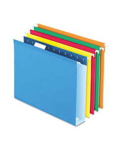 Pendaflex Letter 2" Box Bottom Hanging File Folders, Assorted Colors, 25/Box