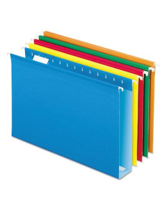 Pendaflex Legal 2" Box Bottom Hanging File Folders, Assorted Colors, 25/Box