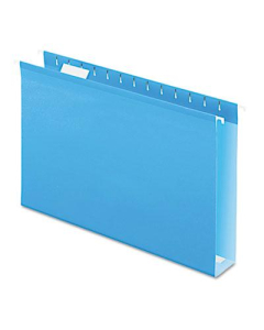 Pendaflex Legal 2" Box Bottom Hanging File Folders, Blue, 25/Box