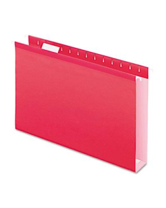 Pendaflex Legal 2"  Box Bottom Hanging File Folders, Red, 25/Box