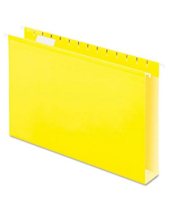Pendaflex Legal 2" Box Bottom Hanging File Folders, Yellow, 25/Box