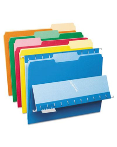Pendaflex 1/3 Cut Tab Letter Interior File Folder, Bright Assorted, 100/Box