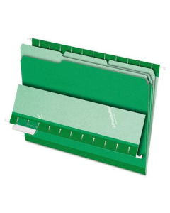Pendaflex 1/3 Cut Tab Letter Interior File Folder, Bright Green, 100/Box