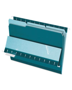 Pendaflex 1/3 Cut Tab Letter Interior File Folder, Teal, 100/Box