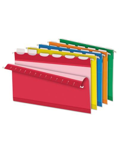 Pendaflex Ready-Tab Reinforced Legal 1/5 Tab Hanging File Folders, Assorted Colors, 20/Box