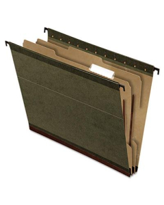 Pendaflex 4-Section SureHook Letter Hanging Divided Folders, Green, 10/Box