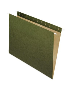 Pendaflex Letter No Tab Hanging Folders, Green, 25/Box