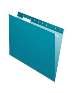 Pendaflex Letter Hanging File Folders, Teal, 25/Box
