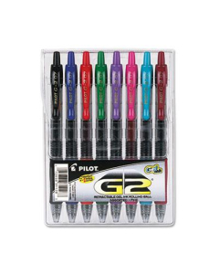 Pilot G2 0.7 mm Fine Retractable Gel Roller Ball Pens, Assorted, 8-Pack