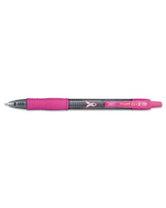 Pilot G2 0.7 mm Fine Pink Ribbon Barrel Gel Roller Ball Pens, Black, 12-Pack
